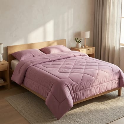 Cotton Plain Solid Mauve Double Bed Comforter