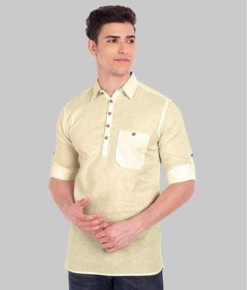 Vida Loca - Beige Cotton Men's Shirt Style Kurta ( Pack of 1 )