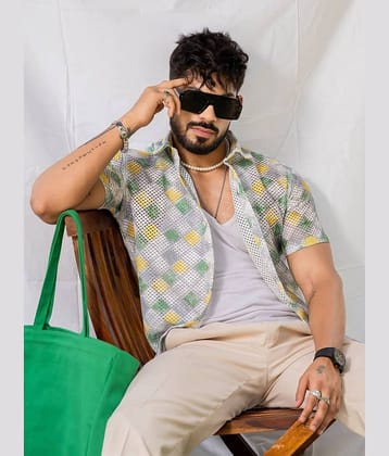 IQIVLI Cotton Flex Regular Fit Checks Half Sleeves Men's Casual Shirt - Yellow ( Pack of 1 )