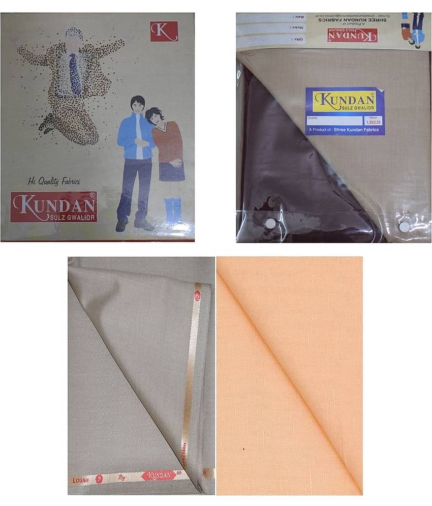 KUNDAN SULZ GWALIOR Peach 100 Percent Cotton Unstitched Shirts & Trousers ( 1 Pant & 1 Shirt Piece )