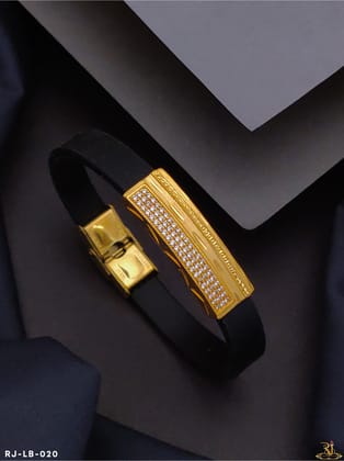 Micro Gold Plated with Diamond Exceptional Design Bracelet for Men -LB-020-Fixed