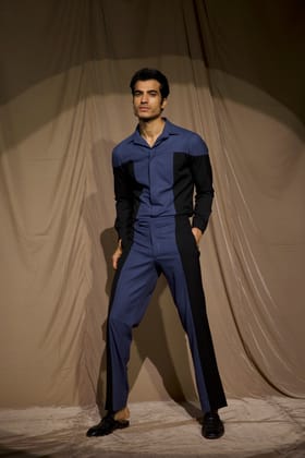 BLUE/BLACK COLOUR BLOCK SET-XXL / 34