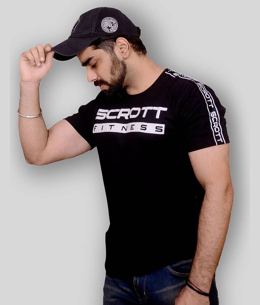 Scrott Merchandise Pack of 1 Cotton Regular Fit Men's T-Shirt ( Black )