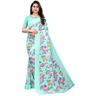 SVB Saree Green Colour Georgette  Printed Saree