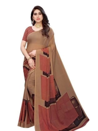 Generic Women's Georgette Saree with Blouse (Coffee, 5 - 6 Mtrs)