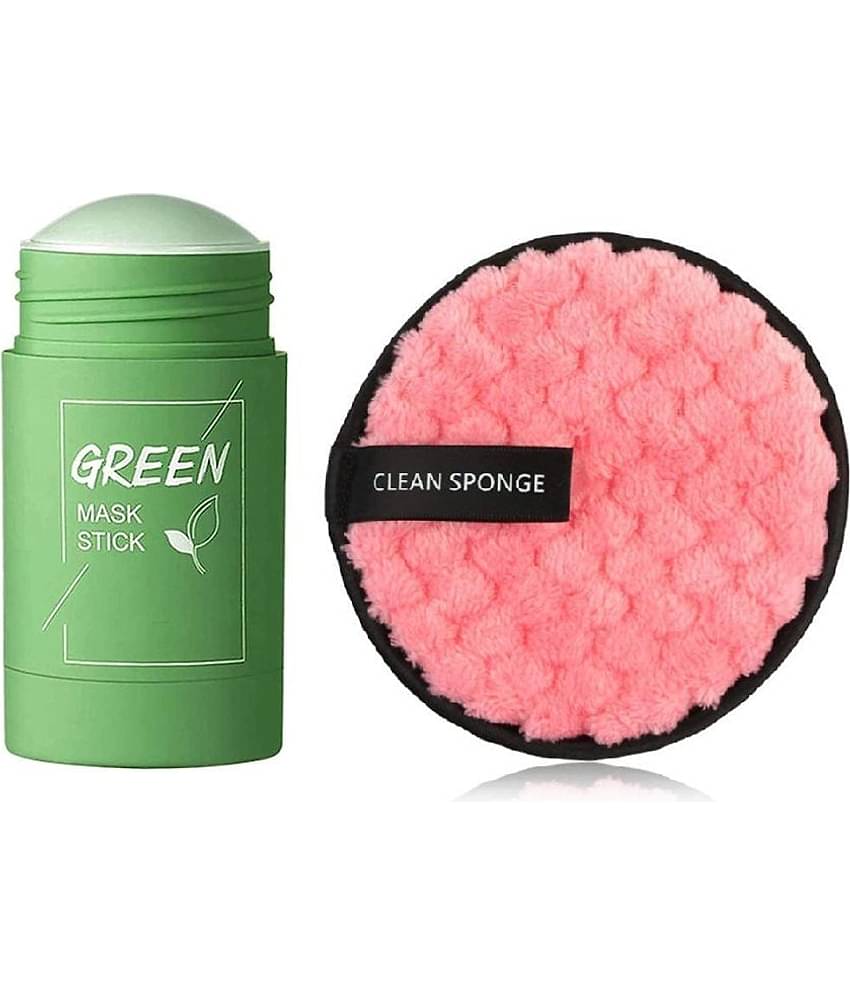 Lenon Green Mask Stick with Round Cleaner Puff
