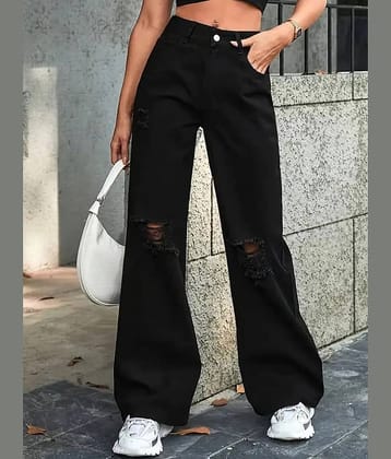 GF Women's Straight Fit High-Rise Jeans ( Black )