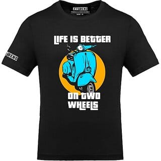 Fastbend Mens Black Printed Cotton Blend Round Neck T-Shirt