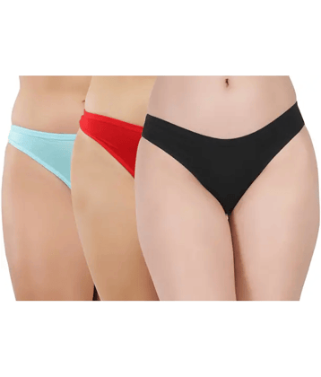 Bebron Pack of 3 Cotton Lycra Thongs For Women ( Multicolor14 )