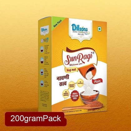 SunRagi Plain Ragi Malt (200g) | Pure Sprouted Finger Millet Powder | Natural Health & Energy Drink