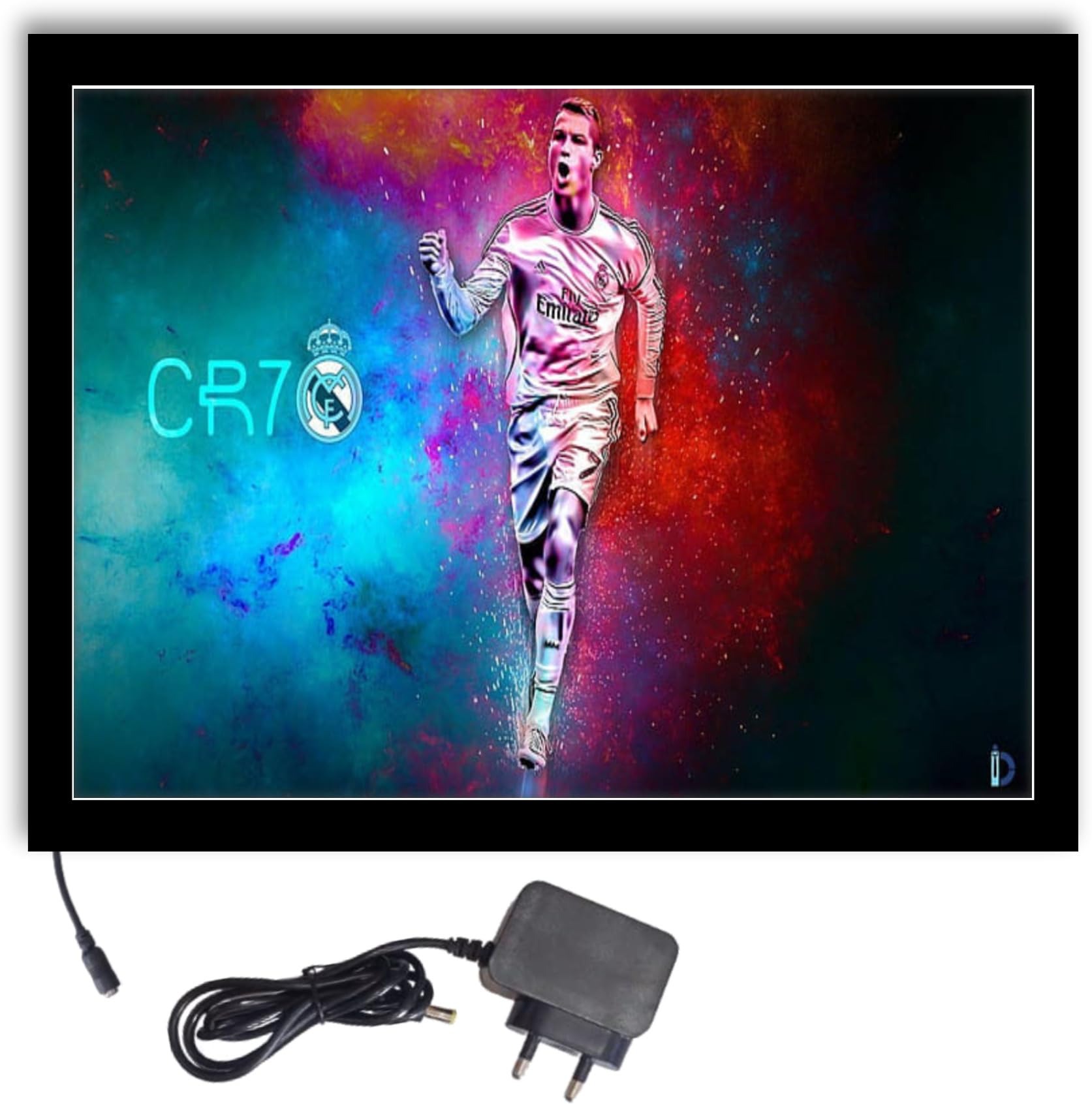 NOKKES Ronaldo CR7 Winner Light Photo Frame 8X10 inch Led Light photo Frame With Light Adaptor Led Light Photo Frame Black Color Photo Frame_AQW194
