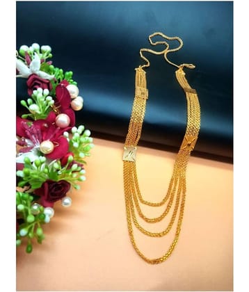 shankh-kriva Gold Plated Designer 4 Layer Necklace For Women or Girl-100520