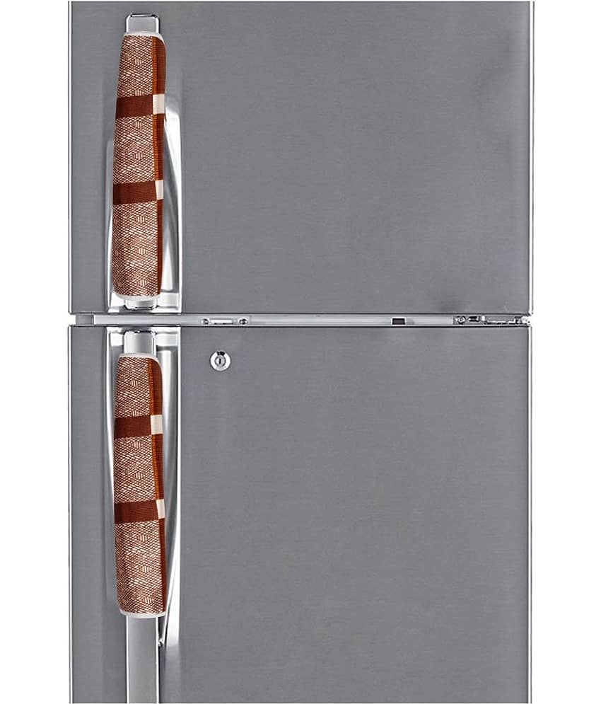 E-Retailer Set of 2 Polyester Brown Fridge Handle Cover