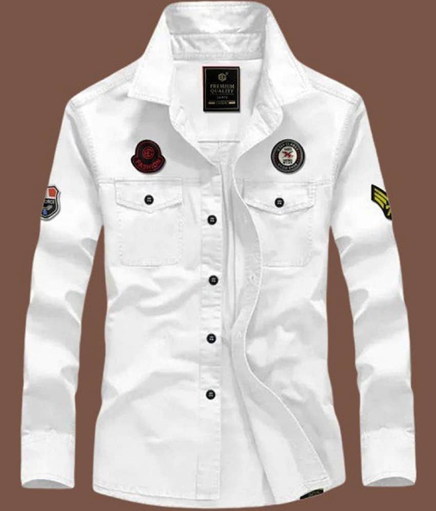VENIZ WESTERN WEAR Cotton Blend Regular Fit Applique Full Sleeves Men's Casual Shirt - White ( Pack of 1 )