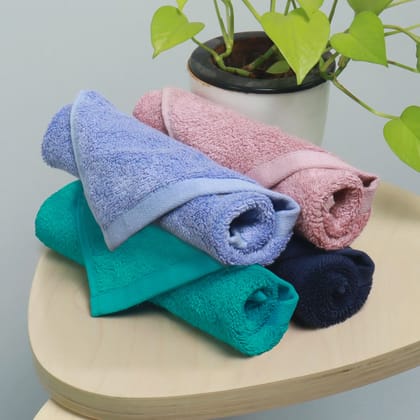 Heelium Bamboo Face Towels - Set of 4-Deep Blue | Ocean Teal | Pale Iris | Peach