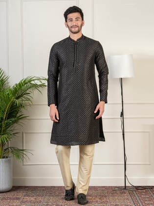 Black Sequin Kurta Set-Made To Measure / Only Kurta - No Lowers