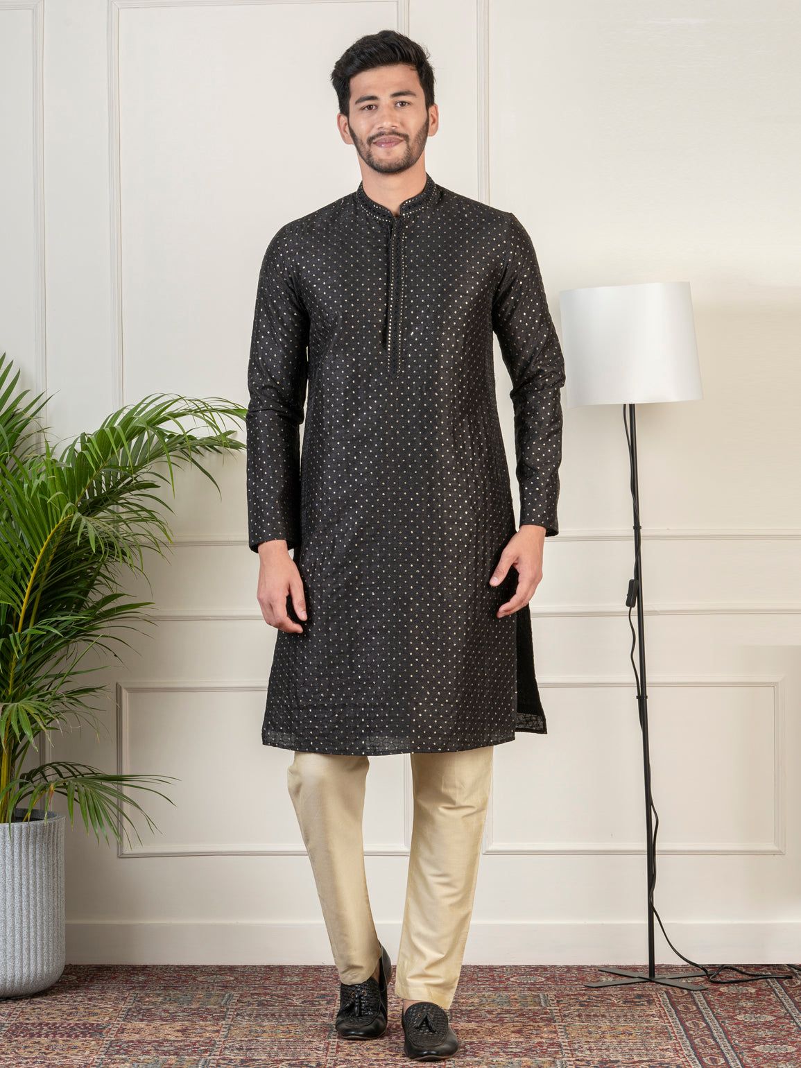 Black Sequin Kurta Set-Made To Measure / Only Kurta - No Lowers