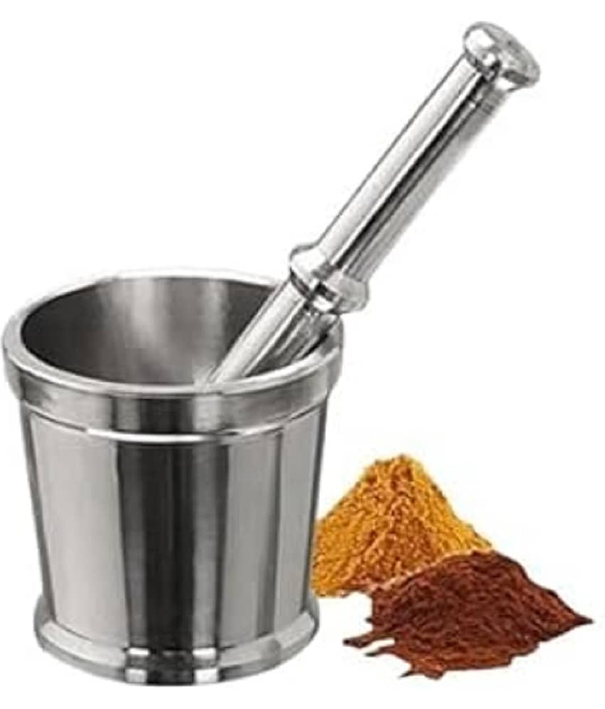 Analog Kitchenware Silver Stainless Steel Mini Khalbatta, Mortar & Pestel, ( Set of 1 )