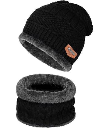 BHAVYTA COSMETIC Black Woollen Men's Cap ( Pack of 1 )