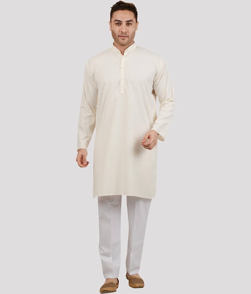 Maharaja - Beige Linen Regular Fit Men's Kurta Pyjama Set ( Pack of 1 )