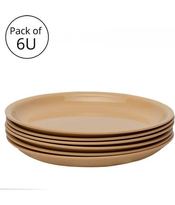 Generic Plastic Microwave Safe Quarter Plates, Pack of 6 U, Dia 8inch - Colour Beige