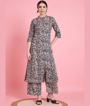 Vbuyz Rayon Printed Kurti With Palazzo Women's Stitched Salwar Suit - Black ( Pack of 1 )