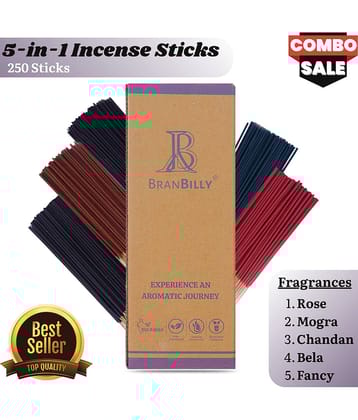 Branbilly Incense Stick Rose,Chandan,Mogra,Mixed Fragrances 400 gm ( Pack of 1 )