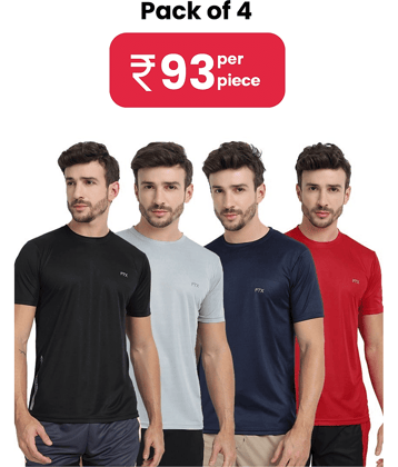 FTX Pack of 4 Polyester Regular Fit Men's T-Shirt ( Multicolor8 )