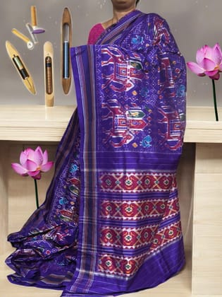 Pochampally Ikat Silk Purple Patola Sari
