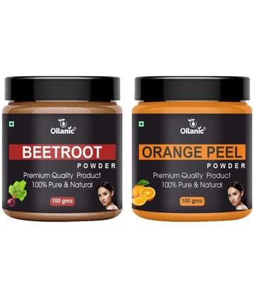 Oilanic 100% Pure Beetroot Powder & Orange Peel Powder For Skin Hair Mask 200 g Pack of 2