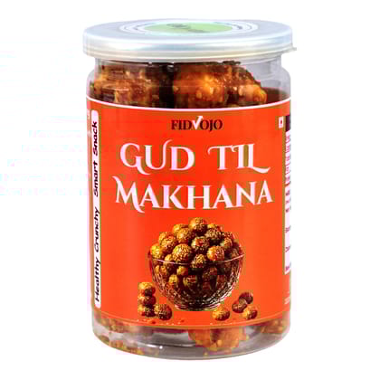 FIDVOJO Premium Gud Til Makhana - Caramelized Jaggery & Sesame�Coated Makhana | Non-Fried & Gluten-Free | Guilt-Free | Healthy Superfood Snack | Rich Calcium & Protein | Perfect for Fasting - 100g Jar
