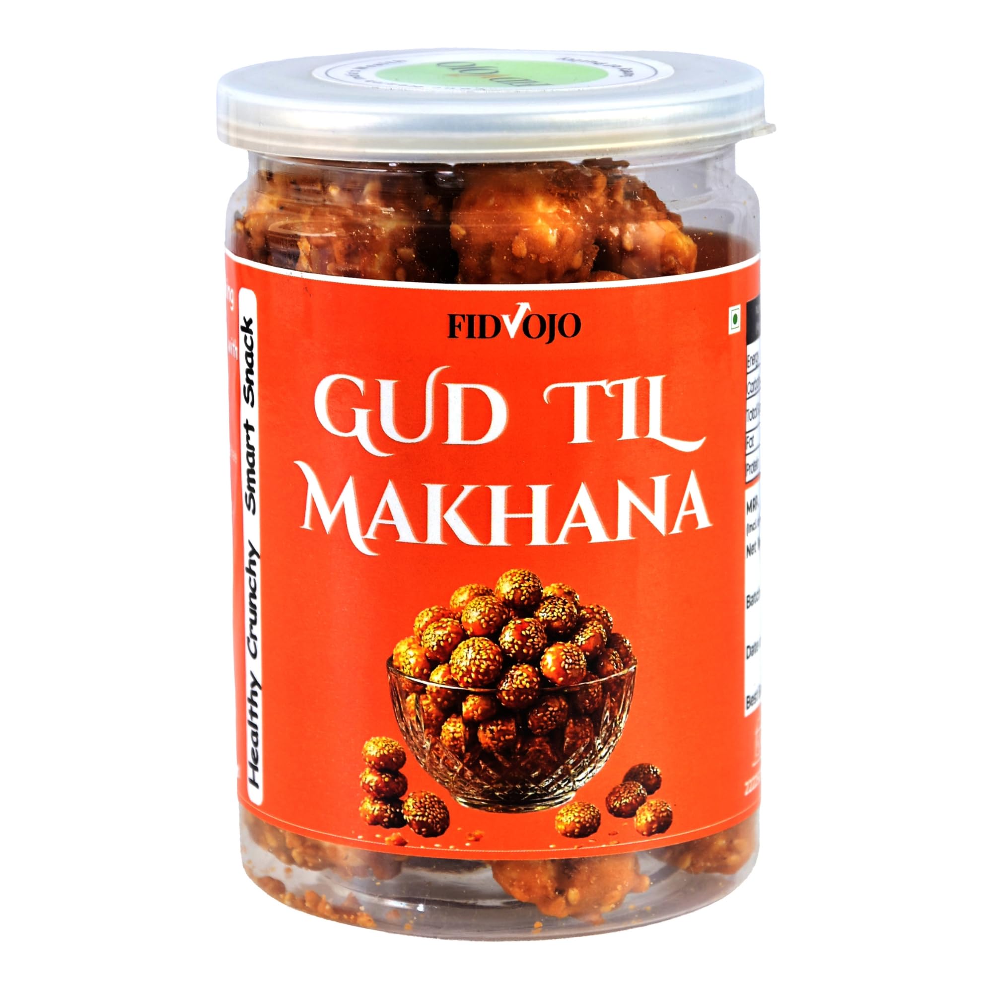 FIDVOJO Premium Gud Til Makhana - Caramelized Jaggery & Sesame�Coated Makhana | Non-Fried & Gluten-Free | Guilt-Free | Healthy Superfood Snack | Rich Calcium & Protein | Perfect for Fasting - 100g Jar