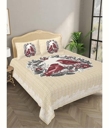 Bombay Spreads Cotton 1 Double King Bedsheet with 2 Pillow Covers ( Beige )