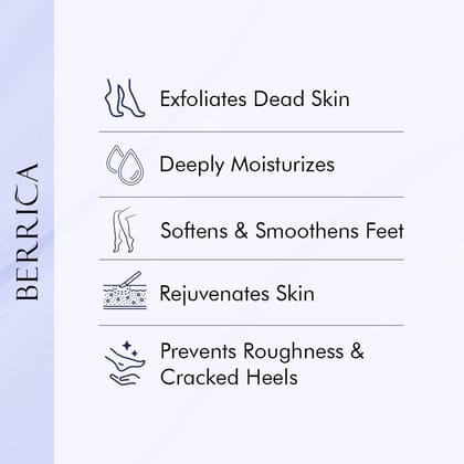 Berrica Bilberry Foot Rejuvenation Scrub with Strawberry, Cocoa Butter & Peppermint for Women | Exfoliates Dead Skin & Softens Feet | Paraben Free | Dermatologically Tested | For all Skin Types (50g)