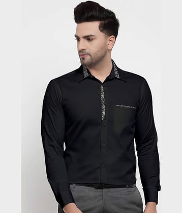 WEBRIC Cotton Blend Regular Fit Full Sleeves Men's Formal Shirt - Black ( Pack of 1 )