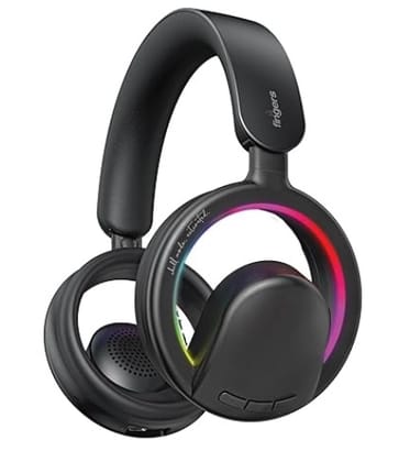 FINGERS ChillRay Open-Ear Wireless Headphones (360 Reality Audio, LED Halo Light Effects, 20 Hrs Playback, Flexible Foldable Design, Dual Mic (Built-in + Detachable) & BT v6.0 + AUX)  Cool Black