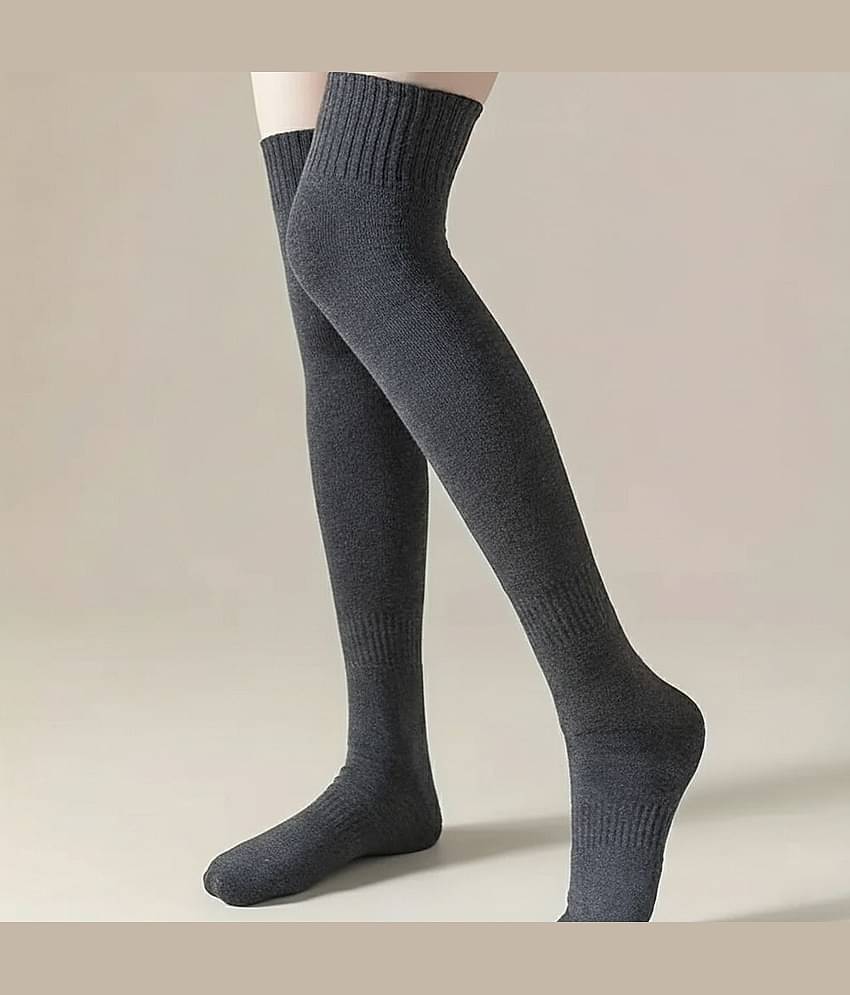 Septem Pack of 1 Women's Cotton Full Length Socks ( Gray )