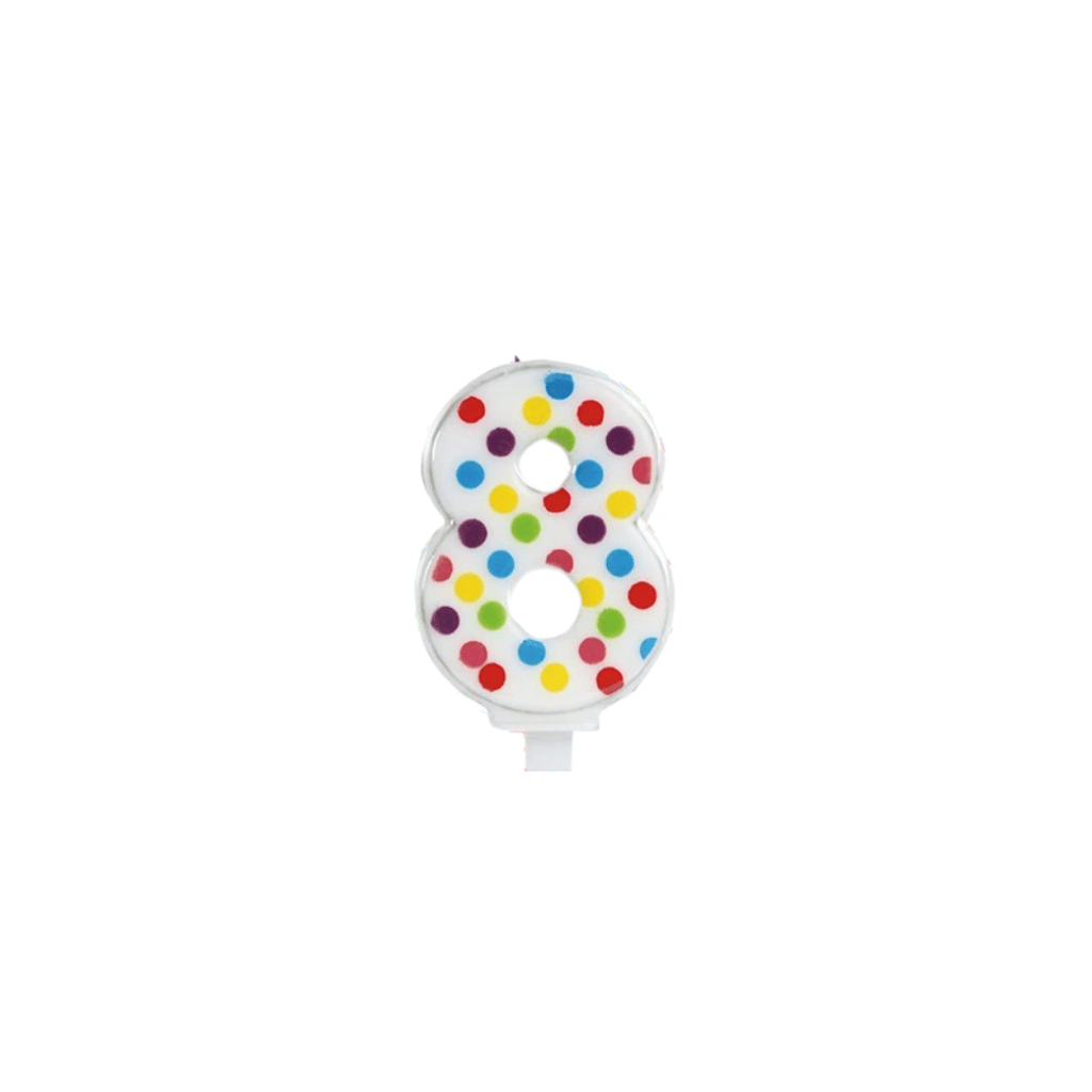 Multi Color Polk Dot Candle No. 8 - Party and Festive Needs | Buy online on ZillyBuy
