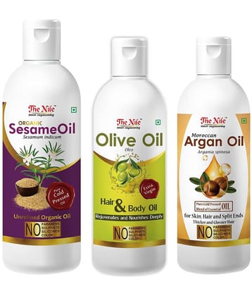 The Nile Sesame Oil 200 ML + Olive Oil 100 Ml + Argan Oil 100 Ml 400 mL Pack of 3