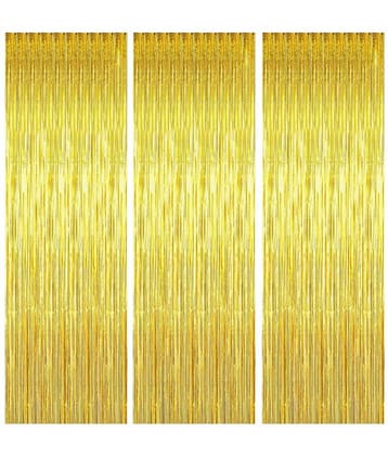 Sana Party Decoration Golden Foil Curtain Pack of 3 for Birthday, Anniversaries, Graduation, Retirement, Baby Shower Decoration