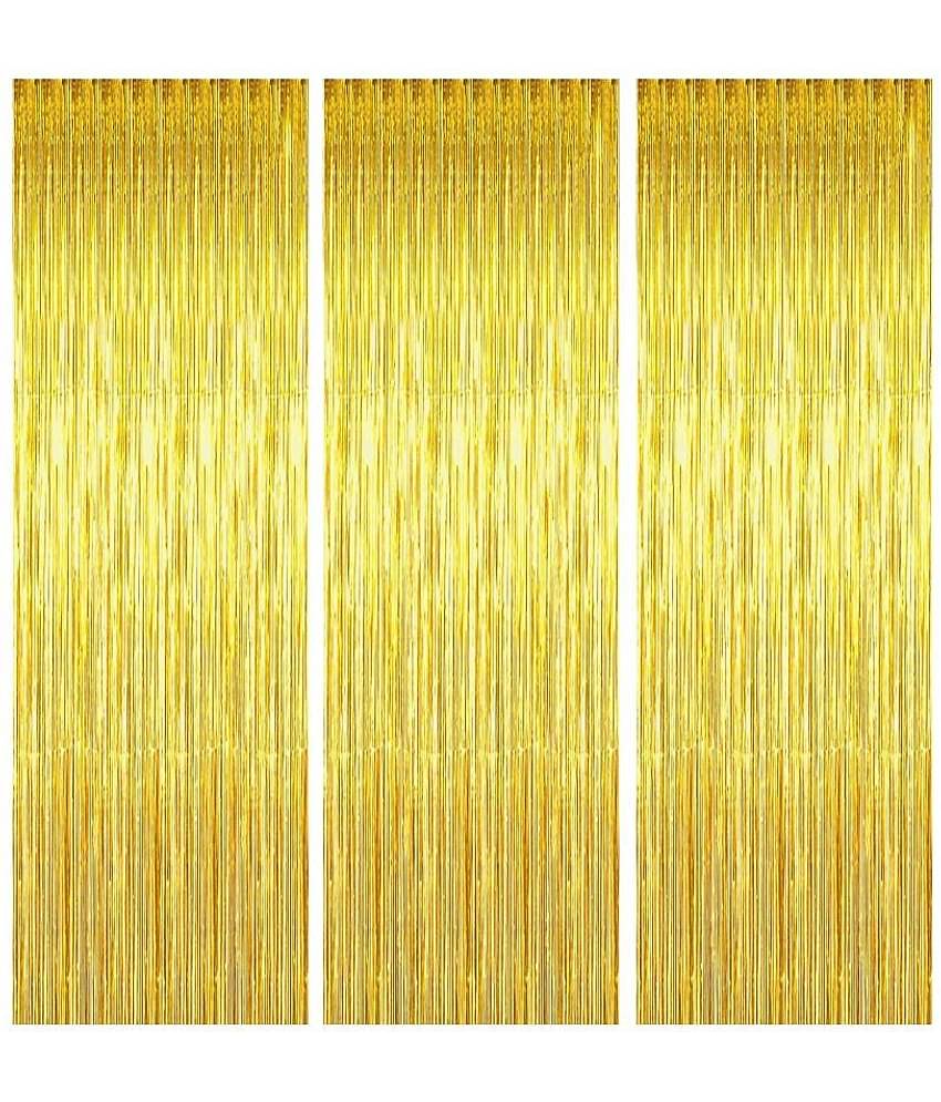 Sana Party Decoration Golden Foil Curtain Pack of 3 for Birthday, Anniversaries, Graduation, Retirement, Baby Shower Decoration
