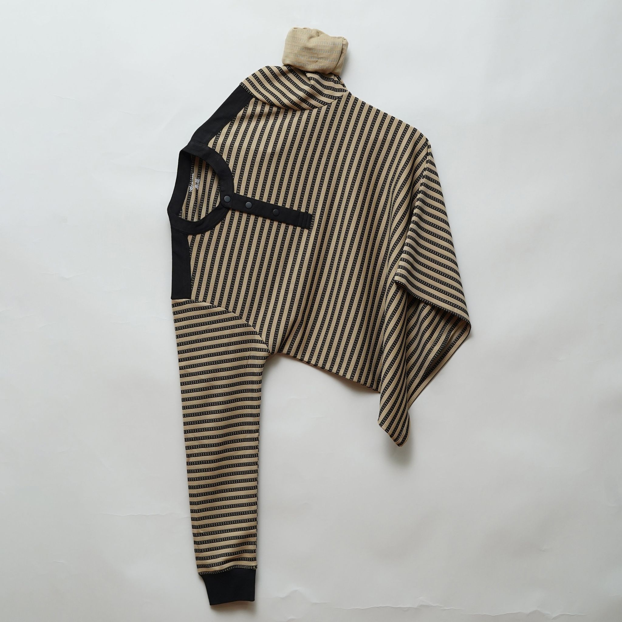 Chiku | Henley Neck Striped T-Shirt | Full Sleeve-M