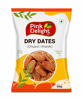 Pink Delight Dry Dates 1 kg (Chuara/Kharek) | Premium Handpicked Dry Khajoor | Large Size Naturally Sweet Kharik | High Fiber Healthy Dry Fruit Snack | Hygienically Packed