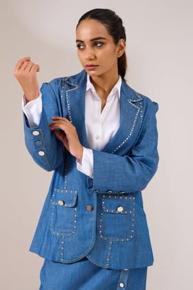 DIAMANTE denim jacket-Daimante-blue / Denim / XXS