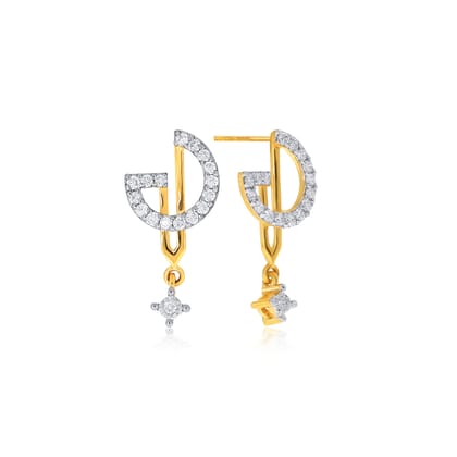 Senco Gold Astonishing Style Diamond Drop Earrings (1.2 gram / 0.2 Ct / HI-SI / 18K Yellow Gold)