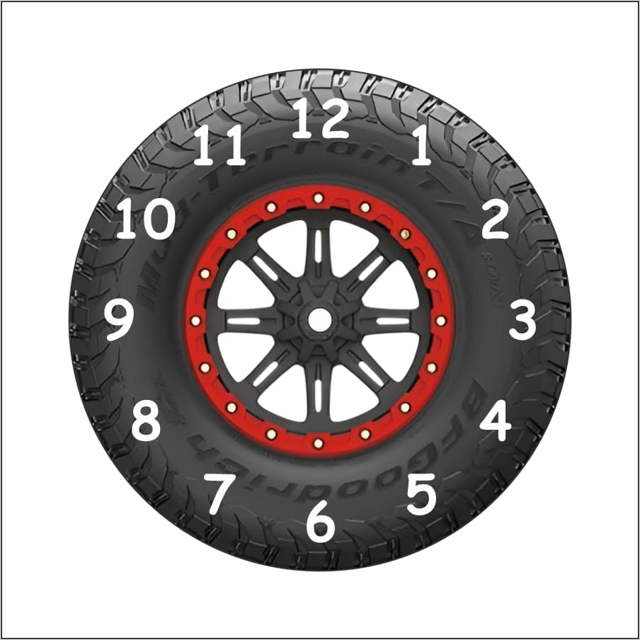 The Magical Gifts Car Tire Wall Clock ? Unique Wheel Rim Design Gift for Car Lovers Boys Men Garage Decor Auto Enthusiasts Mechanic Room Accessory Silent Cool Clock (12 INCH)