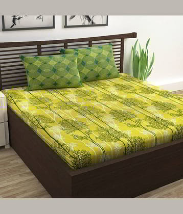 DIVINE CASA Cotton Double Bedsheet ( Yellow )