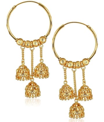 Vighnaharta Golden Jhumki Earrings ( Pack of 1 ) - Golden
