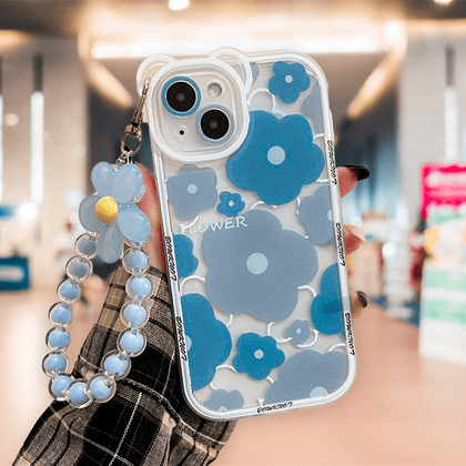 iPhone 14 Floral Panda Bracelet Case-Sky Blue