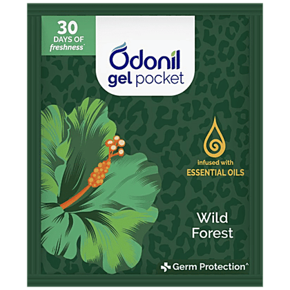 Odonil Gel Pocket - Wild Forest, Long-Lasting Fragrance, Provides Germ Protection, 10 g